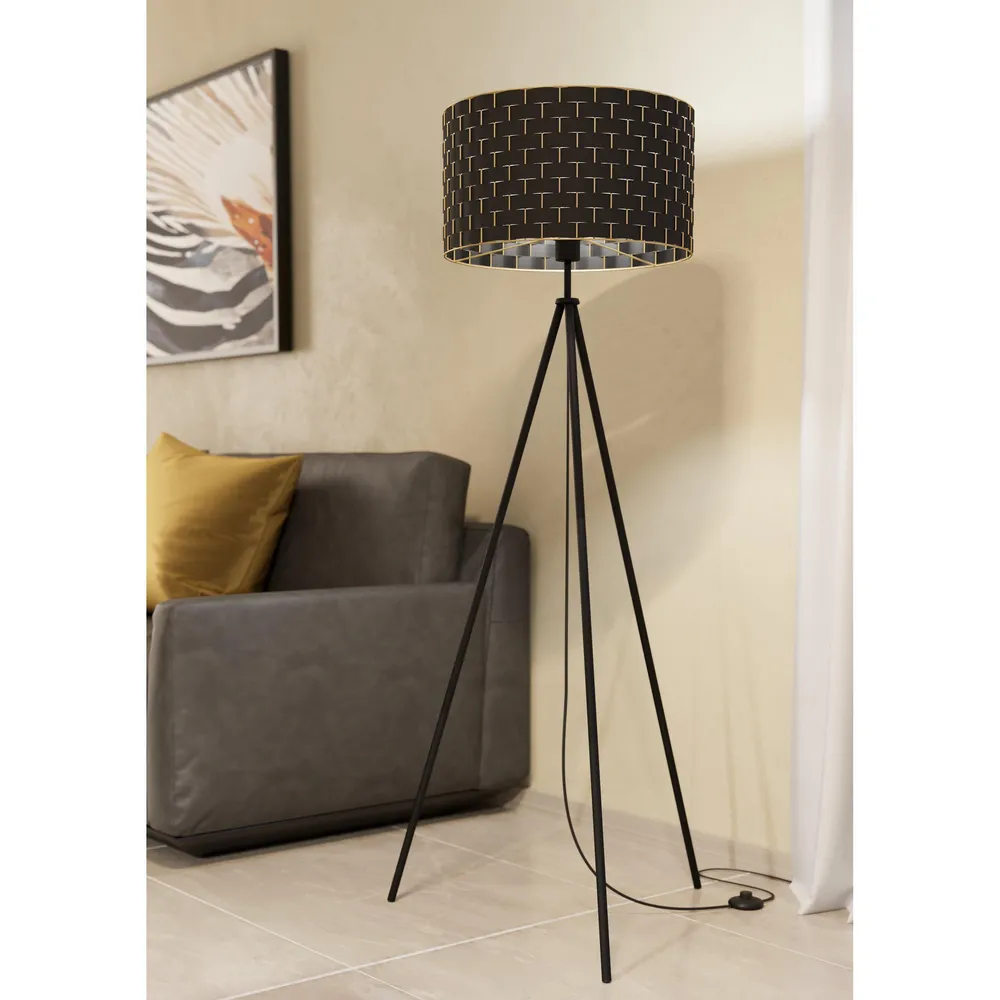 Lampadaire métal noir MARASALES E27 1X40W pour chambre d'enfant