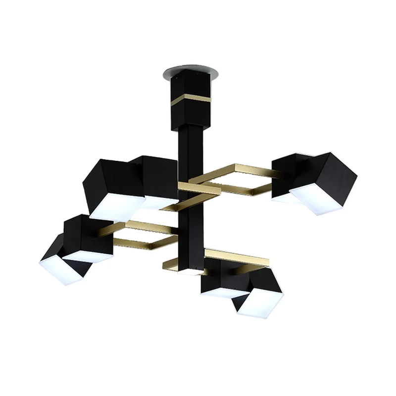 Lampe à sel Lustre suspendu à plusieurs niveaux classique en métal noir, plafonnier suspendu à 8 lumières, 30 "/ 37,5" de...