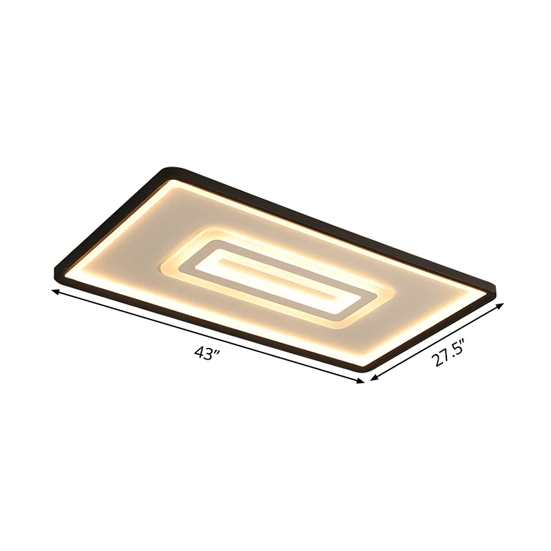 Luminaire d'intérieur en métal noir de style nordique à dupliqué rectangle de 35,5"/43" W, lumière chaude/blanche/télécomm...
