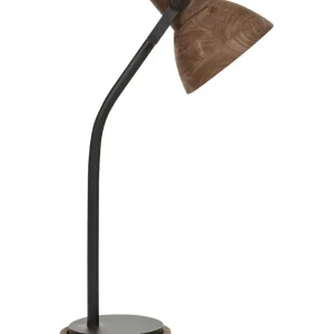 Luminaire à effet Lampe à poser en bois de manguier et métal noir KOLAR