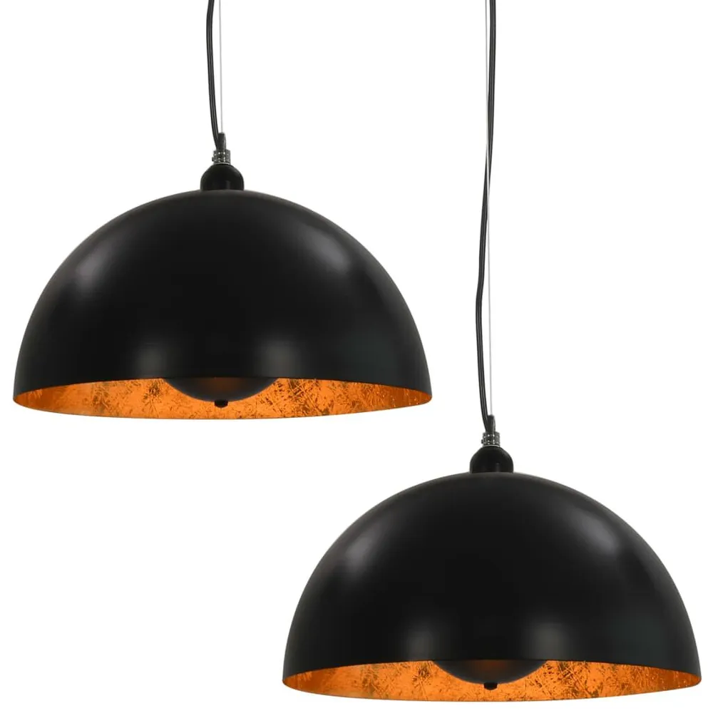 Luminaire à effet 2 pcs Plafonniers Noir et doré Semi-sphérique 40 cm E27