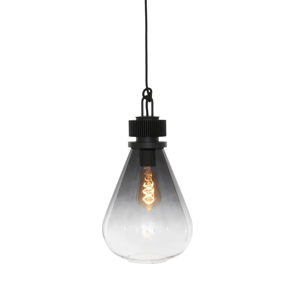 Lustre Design Noir Verre Fumé | Maro pour fêtes et événements