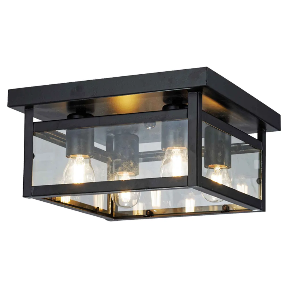 Plafonnier décoratif noir Panama à 4 lumières, 11,8" x 5,9" en multicolore