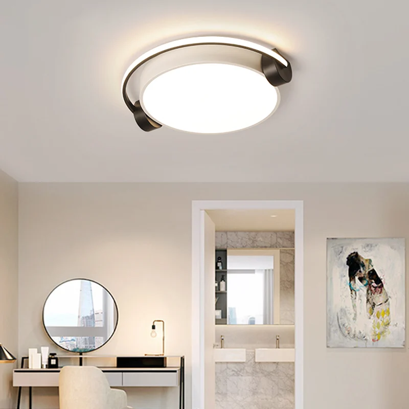Plafonnier nordique en acrylique noir et blanc, luminaire décoratif de plafond, avec casque, rêvé pour un dortoir