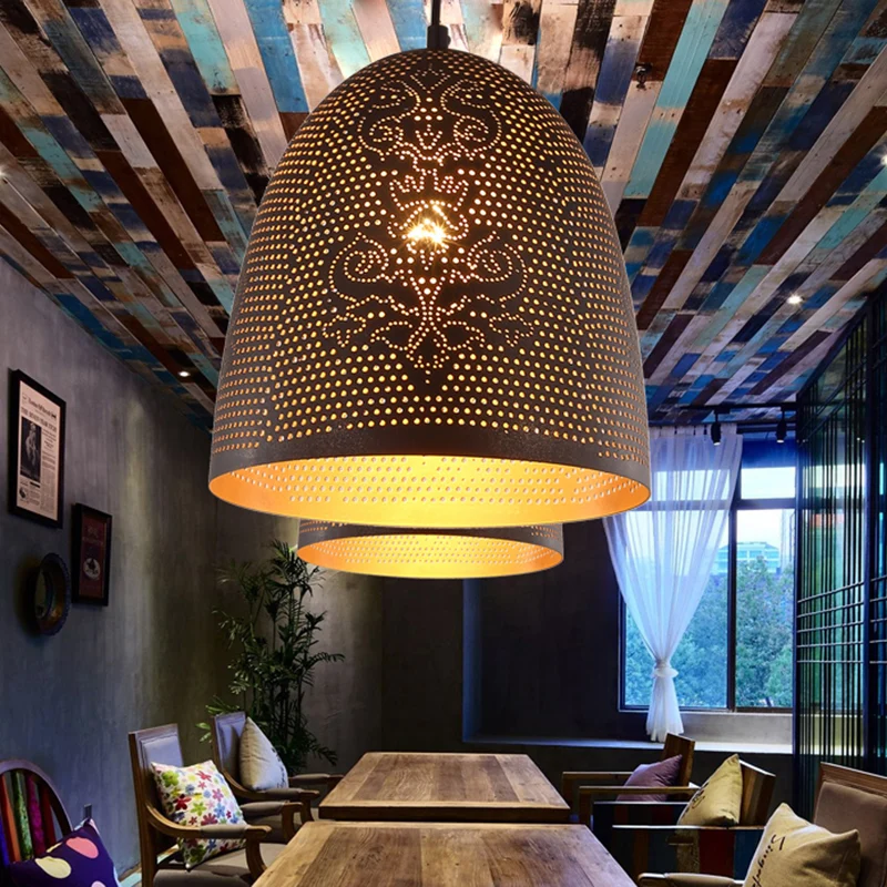 Plafonnier suspendu en forme de demi-œuf, 1 lumière, finition arabe noir/laiton, plafonnier en métal pour Restaurant Éclai...