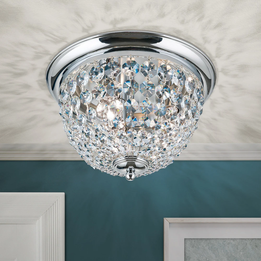 Luminaire de plafond à panneaux Plafonnier, chromé/transparent, Ø 35 cm