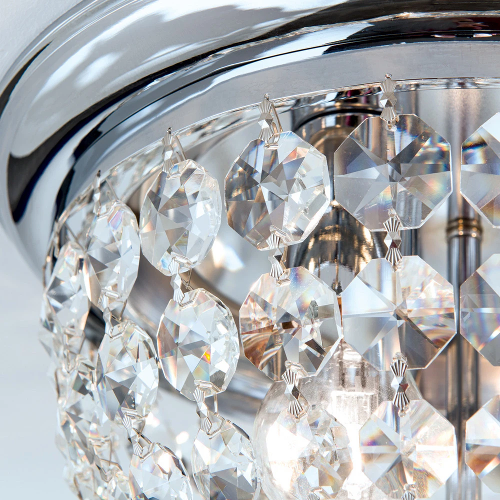 Luminaire de plafond à panneaux Plafonnier, chromé/transparent, Ø 35 cm