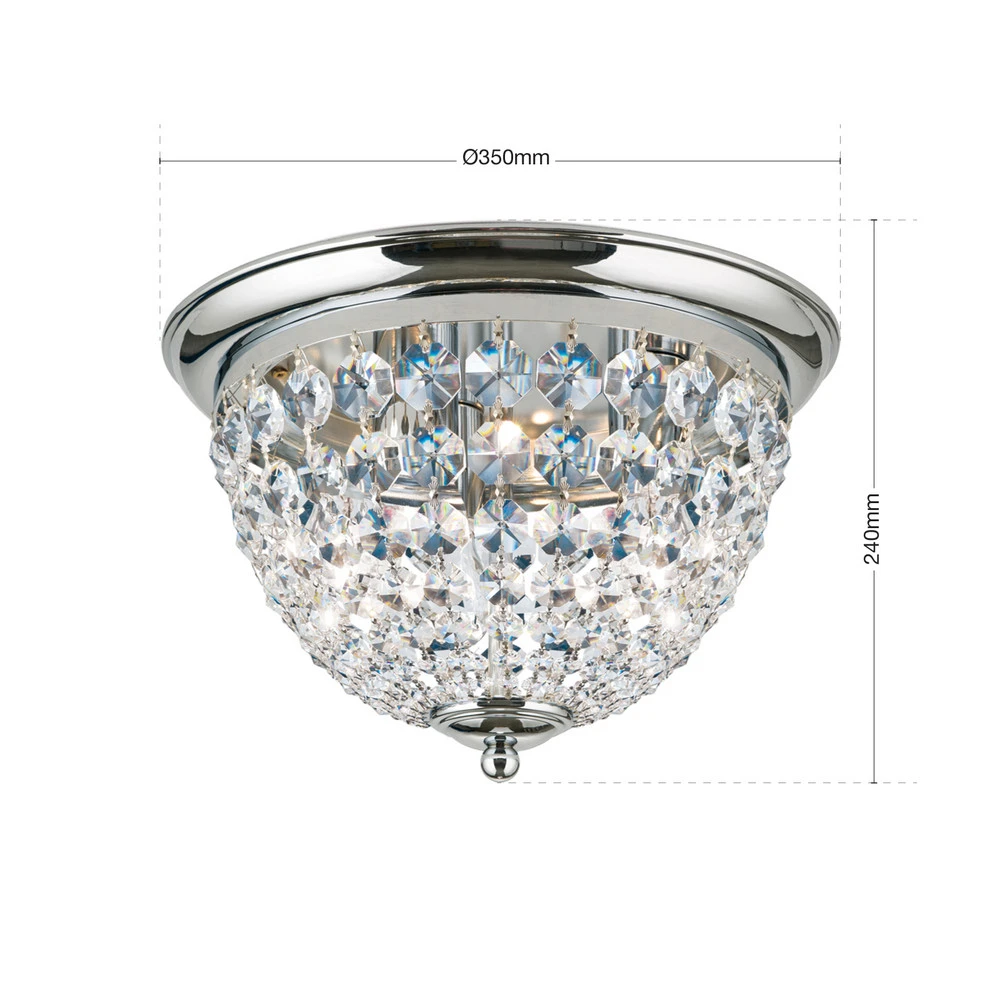 Luminaire de plafond à panneaux Plafonnier, chromé/transparent, Ø 35 cm