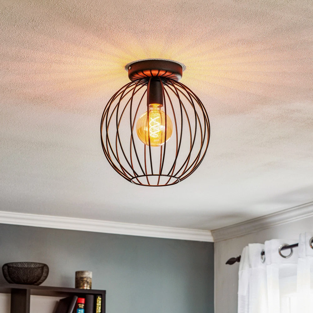Plafonnier Cumera abat-jour cage ouvert, Ø 30 cm avec diffuseur opale