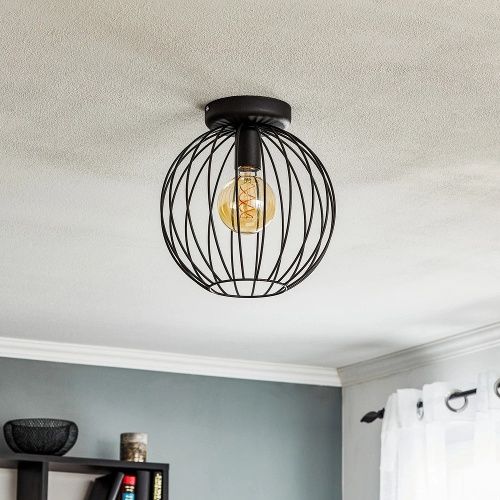 Plafonnier Cumera abat-jour cage ouvert, Ø 30 cm avec diffuseur opale