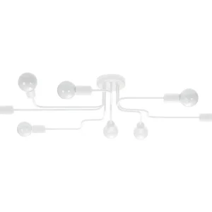 Luminaire linéaire industriel Plafonniers industriel en acier - 8 sources lumineuses - L.103 x H.15,5 cm - blanc