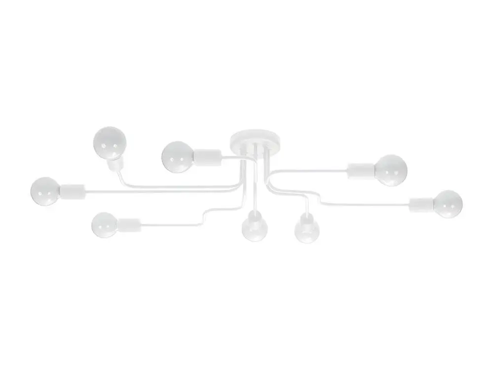 Luminaire linéaire industriel Plafonniers industriel en acier - 8 sources lumineuses - L.103 x H.15,5 cm - blanc