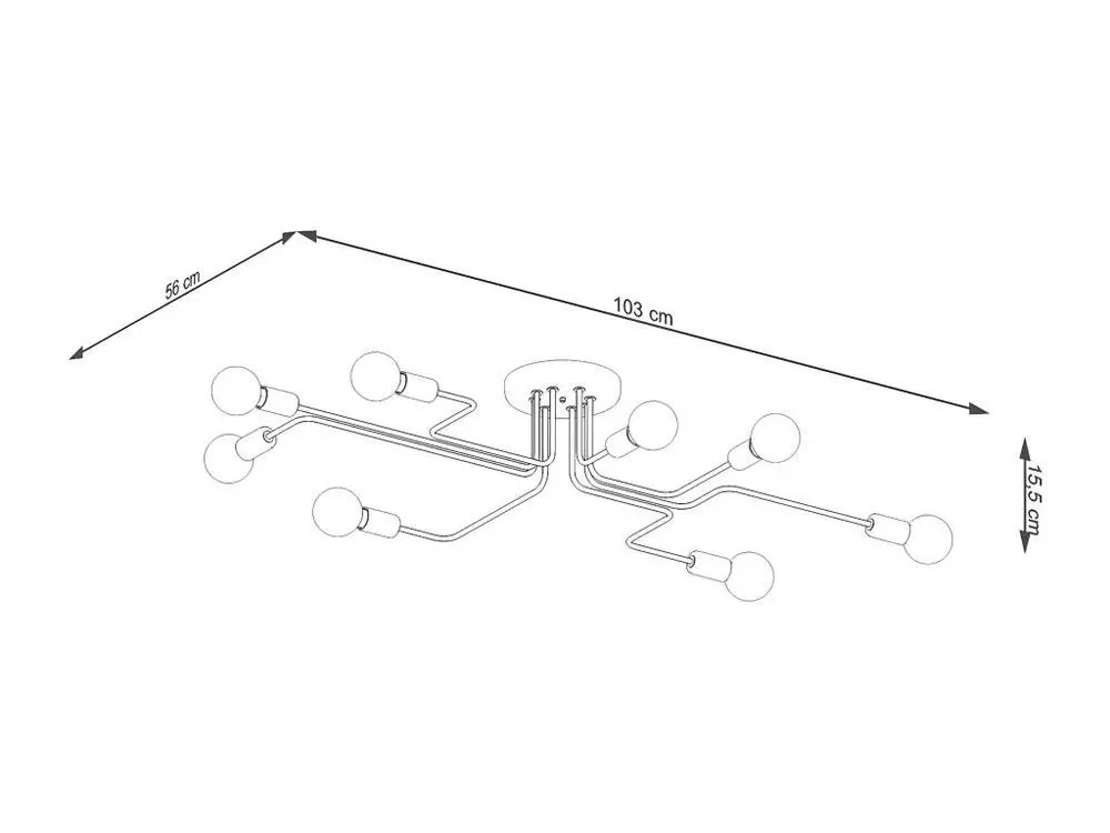 Luminaire linéaire industriel Plafonniers industriel en acier - 8 sources lumineuses - L.103 x H.15,5 cm - blanc