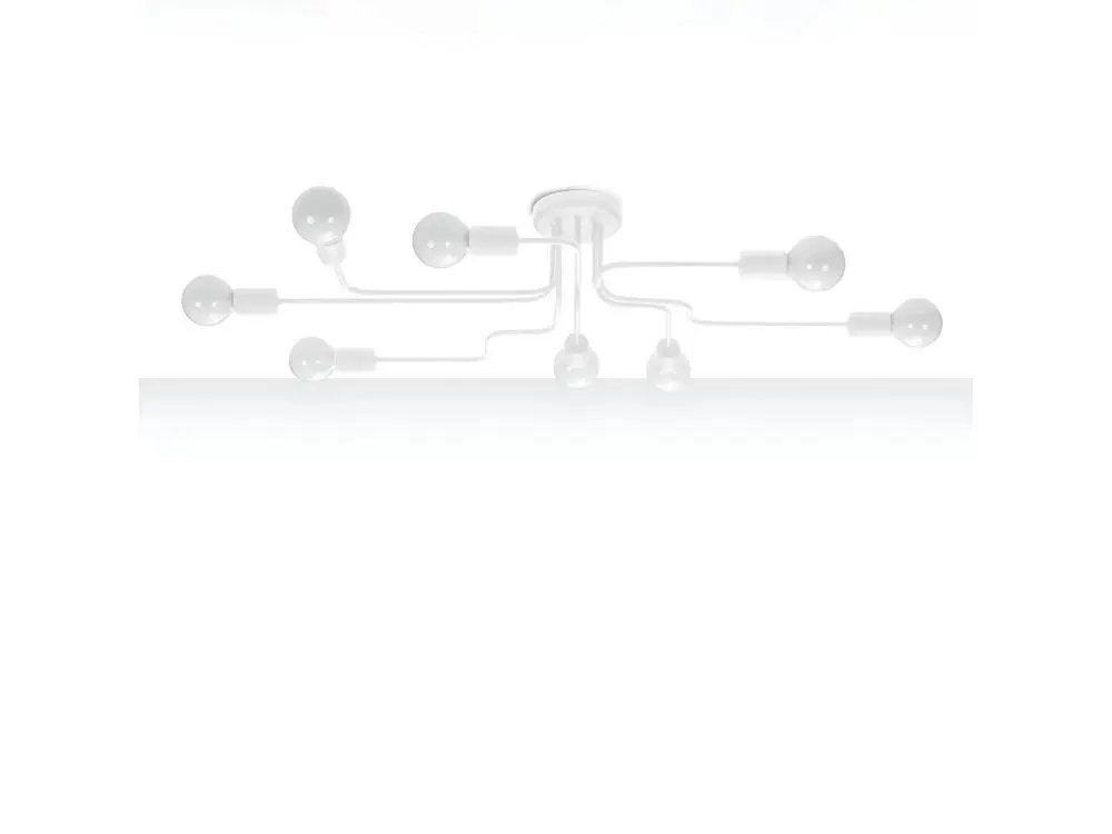 Luminaire linéaire industriel Plafonniers industriel en acier - 8 sources lumineuses - L.103 x H.15,5 cm - blanc