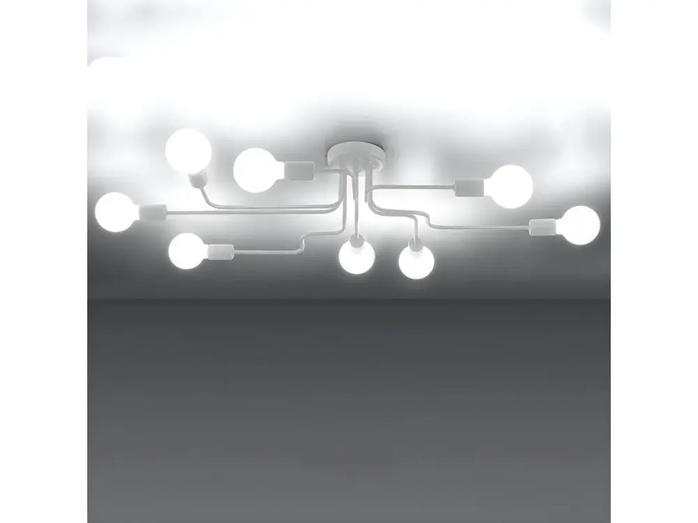 Luminaire linéaire industriel Plafonniers industriel en acier - 8 sources lumineuses - L.103 x H.15,5 cm - blanc