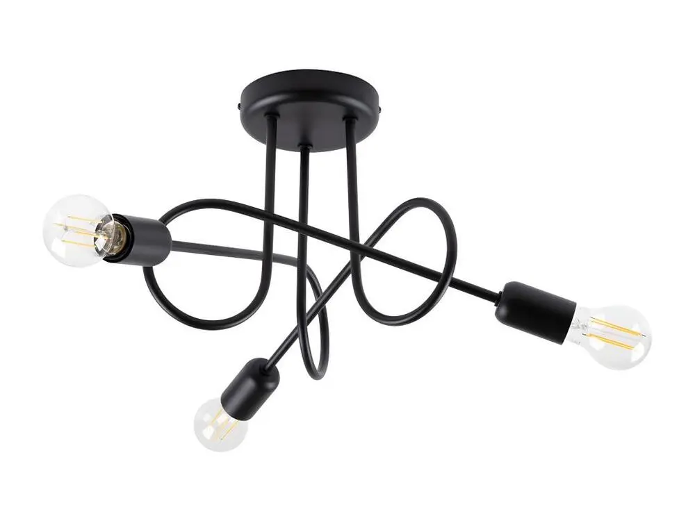 Panneau LED à haut rendement Plafonniers industriel en acier - 3 sources lumineuses - L.45 x H.35 cm - noir