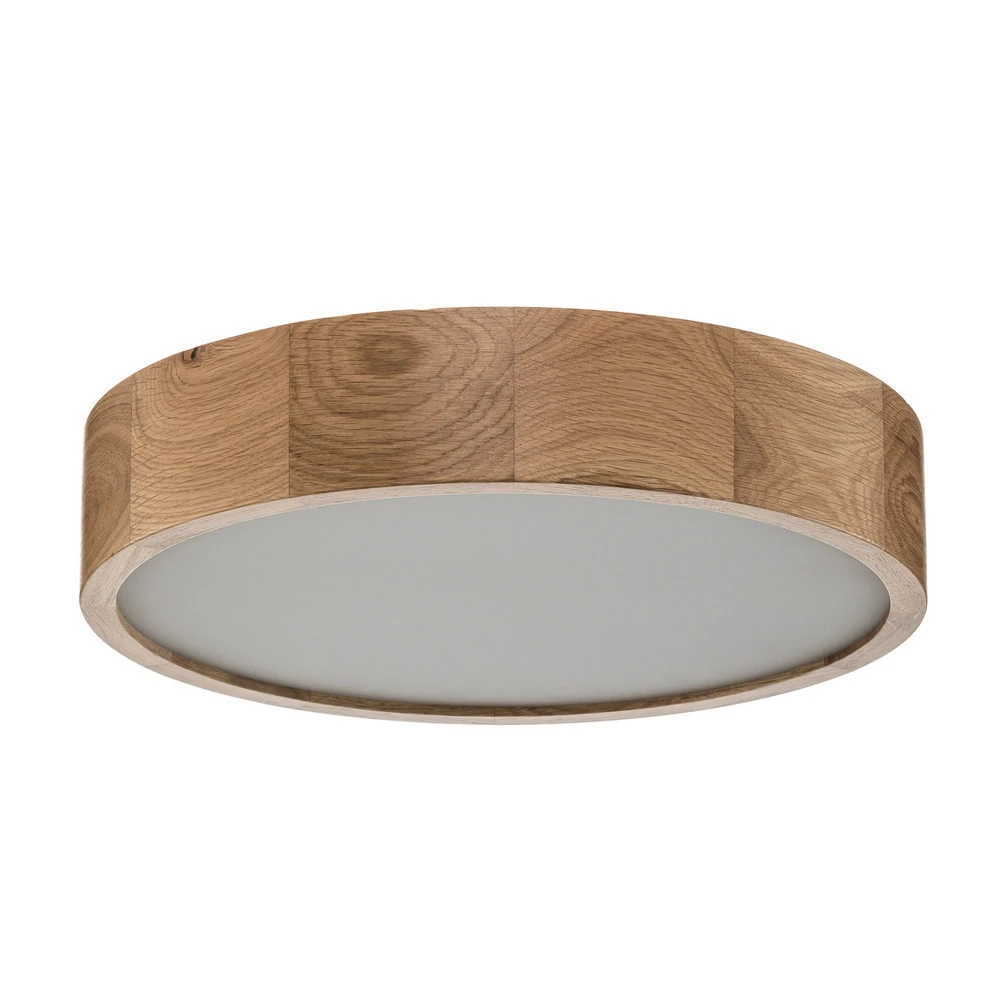 Plafonnier Cleo, Ø 38 cm, 3 lampes, bois de chêne, E27 avec Garantie 3 Ans