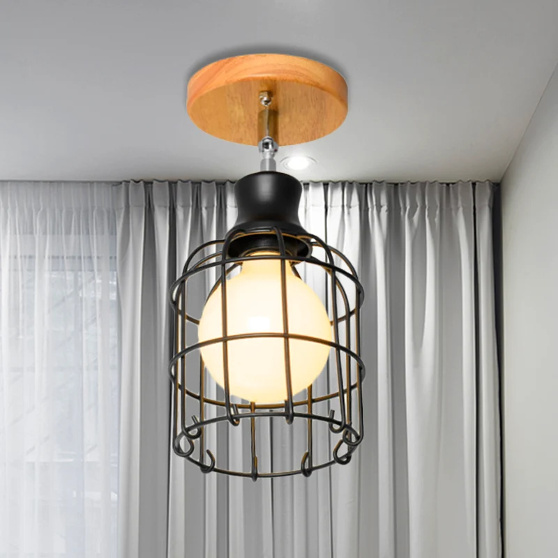 Plafonnier Semi-encastré à Cage métallique, 1 ampoule, Loft industriel, luminaire rotatif métallique noir, 4 "/5.5" de dia...