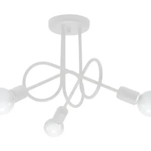 Plafonniers industriel en acier - 3 sources lumineuses - L.45 x H.35 cm - blanc à dissipation thermique optimisée