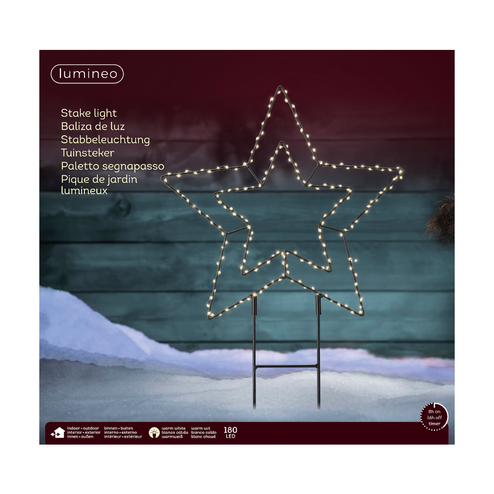 Professionnel Haute Performance Décoration de Noël d'intérieur Etoile à Piquer LED blanches H.38cm