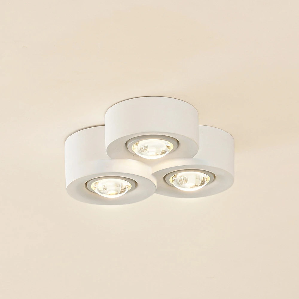 Lindby plafonnier Levia, 3 lampes, 26x24,5cm, blanc, plâtre