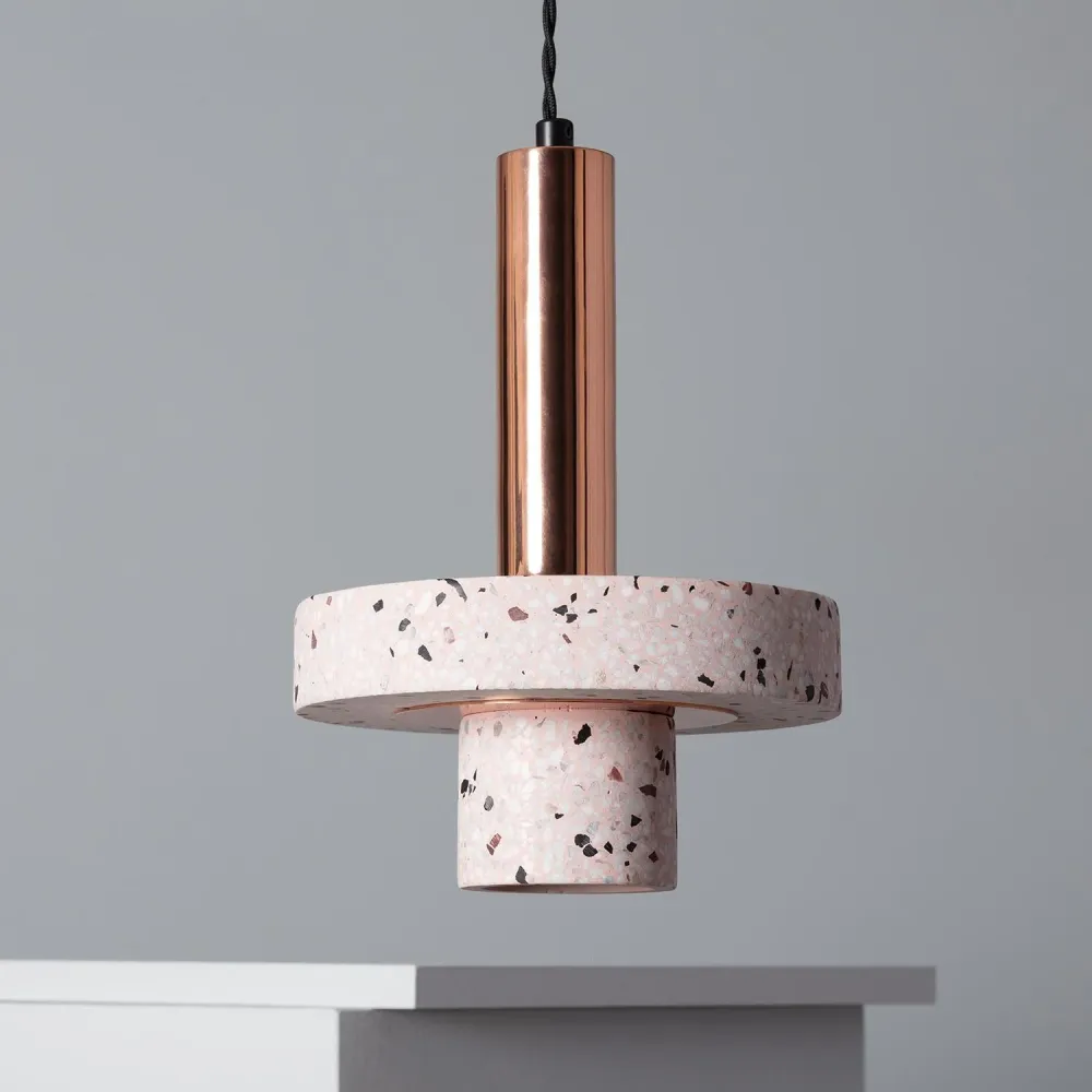 Luminaire de plafond à diffusion uniforme Lustre en métal et ciment avec éclairage LED Hestia