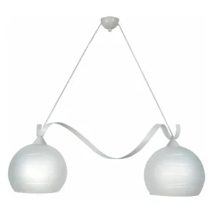 Luminaire de plafond à diffusion uniforme Lustre poutre métal blanc, verre satiné 60 cm.