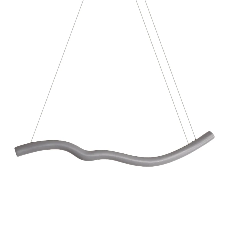 Lustre incurvé pour chambre à coucher, luminaire suspendu en métal de Style Basique, gris/blanc