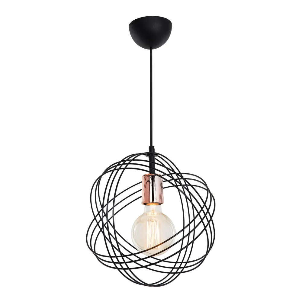 Lustre lampe lumière suspendu suspension hove en métal 75 cm E27 noir / cuivre 03_0007510 - Installation Facile