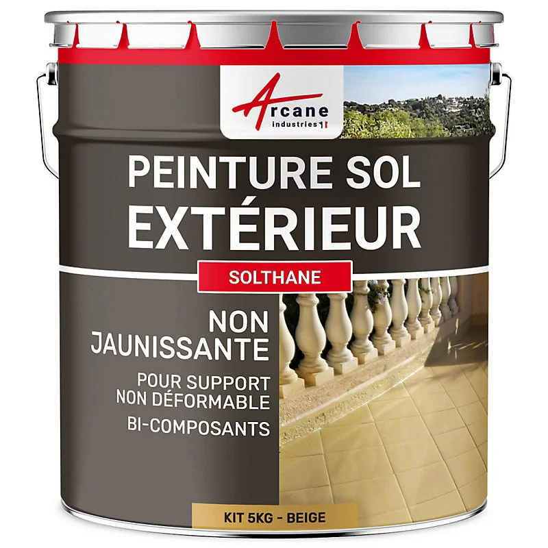 Peinture Extérieur pour Sol Béton - Résistance UV - SOLTHANE Sable - RAL 1001 - 5 kg - ARCANE INDUSTRIES