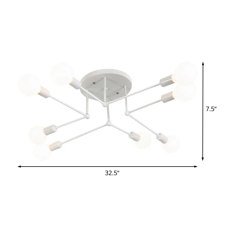 Connecteur de câble Finition blanche 6/8 lumières Semi-affleurant Style Loft éclairage de plafond Spoutnik métallique pour...