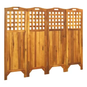 Cloison de séparation 4 panneaux 161x2x120 cm Bois d'acacia
