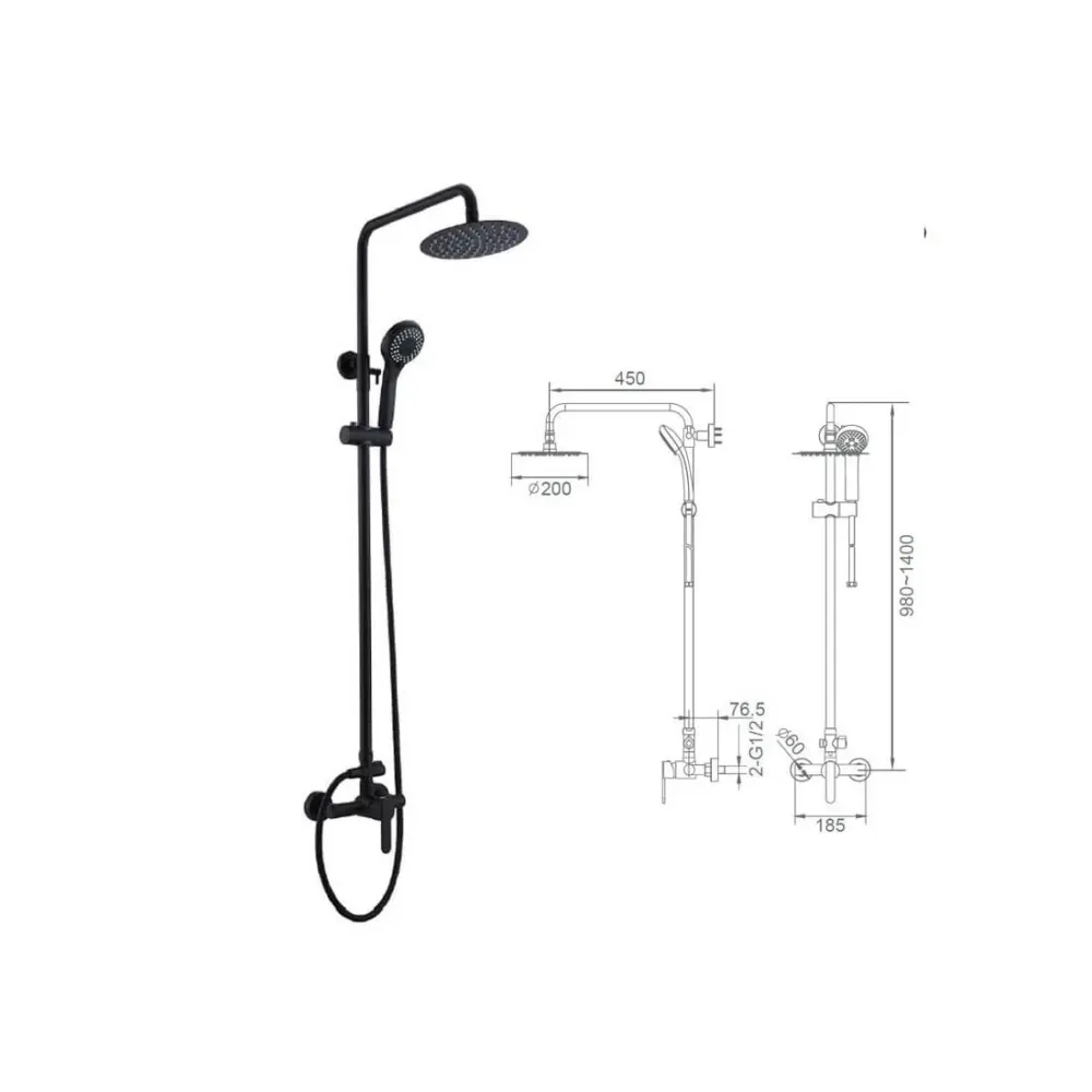 Colonne de douche Roma noir table de mixage