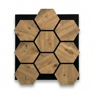 Hexagone Bois Acoustique Rustique | Décoration Murale Bois