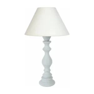 Lampe de chevet colonne bois blanc 43 cm.