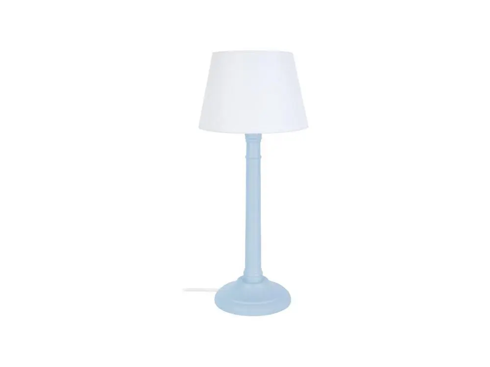 Lampe de chevet colonne bois bleu 38,5 cm.