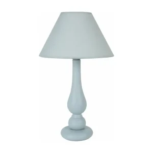 Lampe de chevet colonne bois bleu 42 cm.