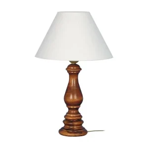 Lampe de chevet colonne bois obscur 40 cm.
