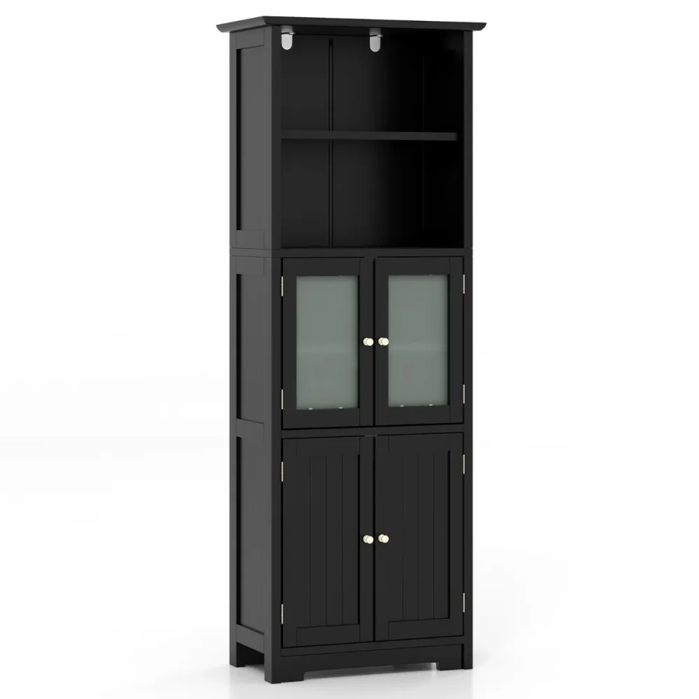 Meuble de salle de bain colonne 60 x 30 x 163 cm grande capacité actuel en MDF noir 20_0012763