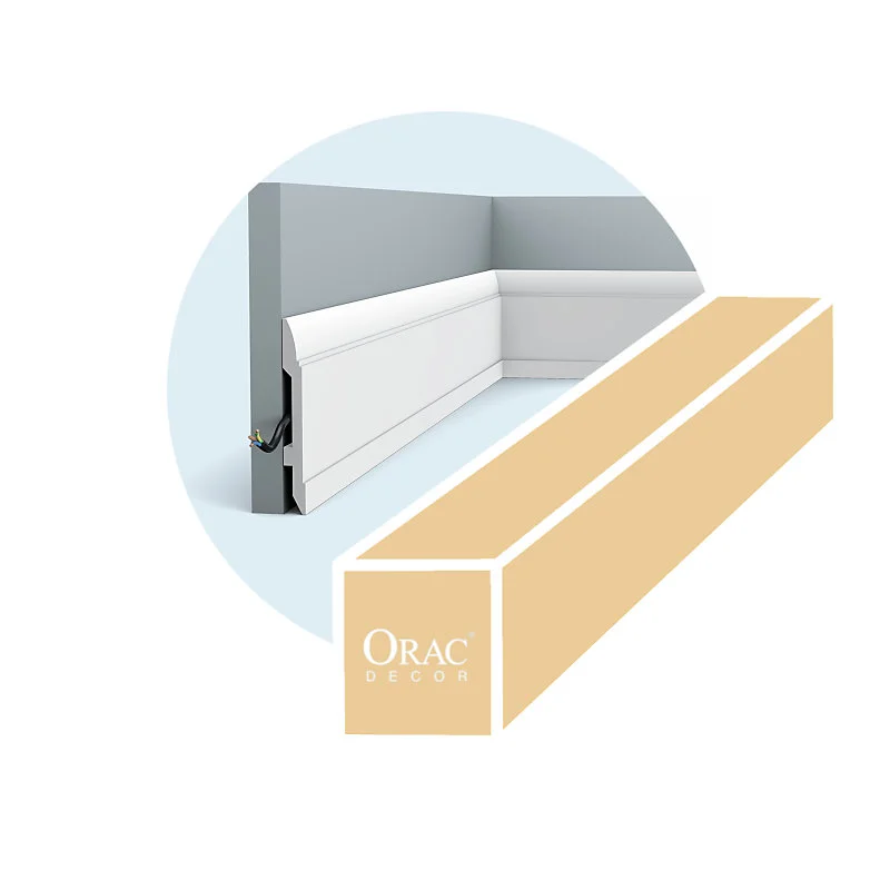 Pack de 4 mètres Plinthe actuel au motif linéaire et au design sobre SX104 - 200x14,8x1,7 - ORAC DECOR