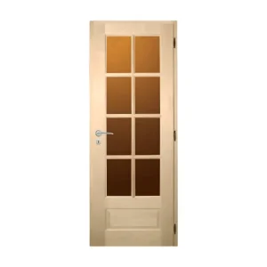Porte nue, sans cadre, bois Bouleau : 8 carreaux, Traverse droite, 83 cm à recouvrement