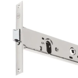 Serrure à mortaiser pour portes en aluminium avec pêne réversible et façade en acier inoxydable YALE