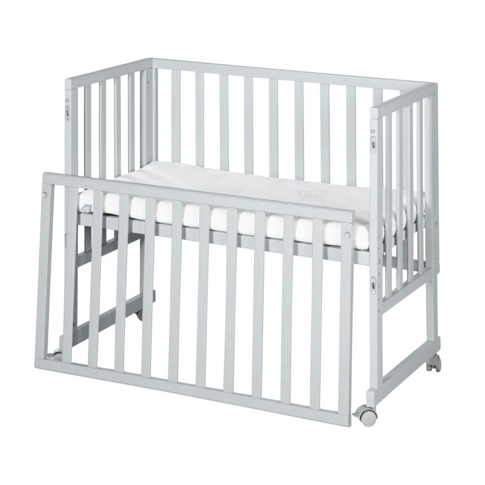 Stuben- & Beistellbett 3in1 mit Barriere + Matratze - Holz taupe