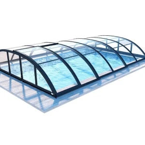 Abri de piscine horizon pour les exemples 6,20x3 m - bas87, bas787 - lexan massif 3 mm - couleur ral7016 graphite