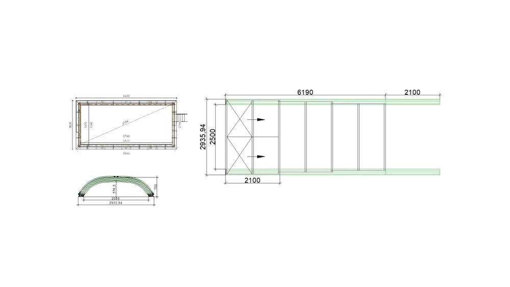 Abri de piscine horizon pour les exemples 6,20x3 m - bas87, bas787 - lexan massif 3 mm - couleur ral7016 graphite
