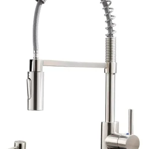 APPASO Moderne Haute Arc Robinet de cuisine à tirette commercial ressort Nickel brossé 163BN