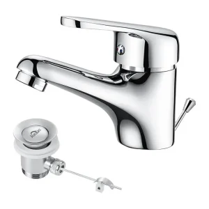 AuraLum Max Mitigeur Lavabo avec Tirette de Vidage, Bonde Incluse, Robinet Salle de Bain Chromé Robinetterie en Laiton Mou...