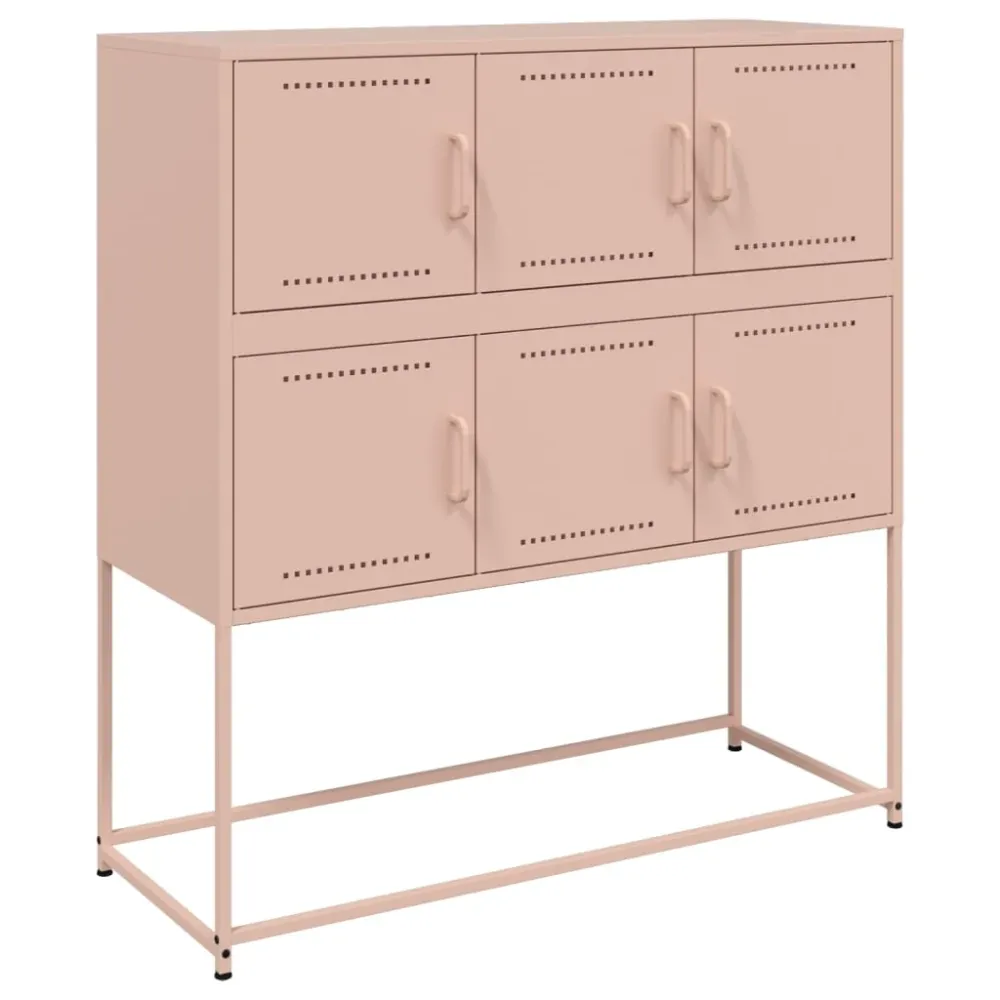 Buffet bahut commode armoire meuble de rangement organisateur cuisine salle de séjour salon 100,5 x 39 x 107 cm acier Rose...