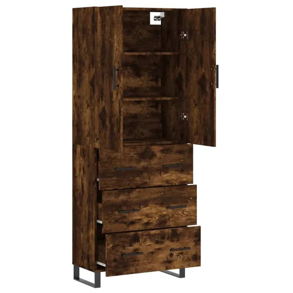 Buffet bahut commode armoire meuble de rangement organisateur cuisine salle de séjour salon haut 69,5 x 34 x 180 cm bois d...
