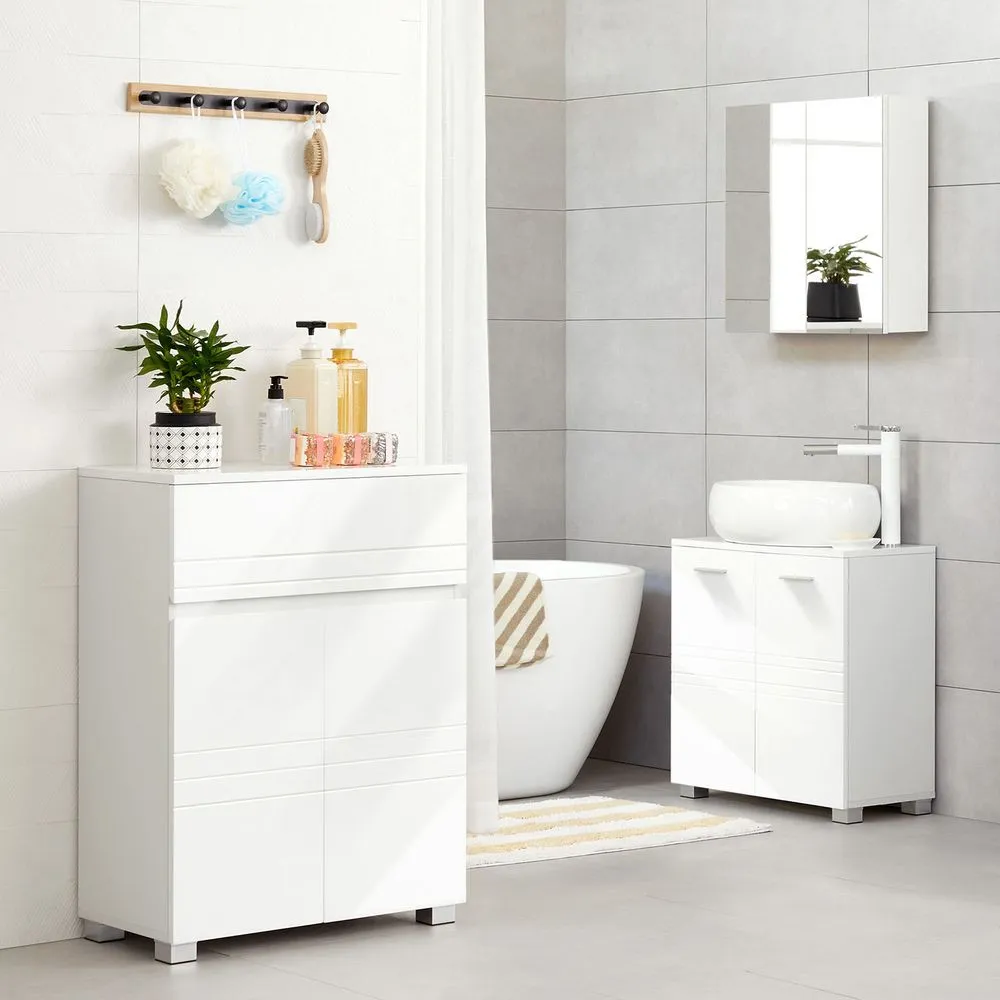 Certifié NF Sanitaire VASAGLE Meuble de salle de bain blanc